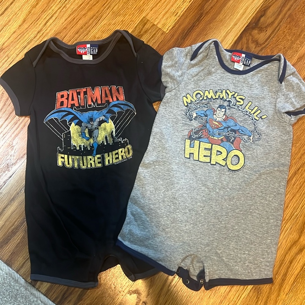 Junk food for baby gap super hero onesie bundle. 6-12 month